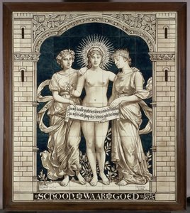 Tile Panel with the Personifications of the Beautiful, the True, and the Good