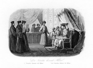 Jesuits in front of Akbar