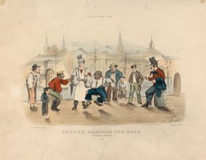 Cuffee Dancing for Eels – Catharine Market (Life in New York) by Currier and Ives