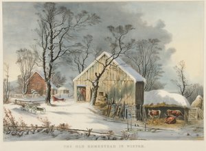 The Old Homestead in Winter by Currier and Ives