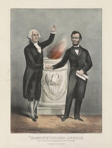 Washington and Lincoln. The Father and the Saviour of Our Country by Currier and Ives