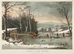 Winter in the Country, Getting Ice by Currier and Ives