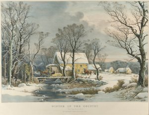 Winter in the Country, The Old Griest Mill by Currier and Ives