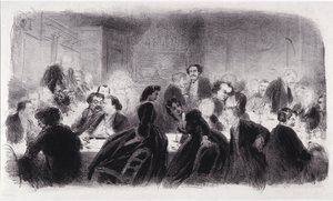 Anonymous lithograph representing literary and artistic personalities in the 1850s