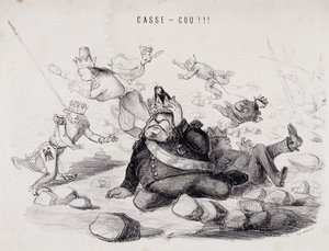 Dareneck!!! (Neck break). Lithograph by Gabriel Aubert, printer in Paris who publishes the newspaper 
