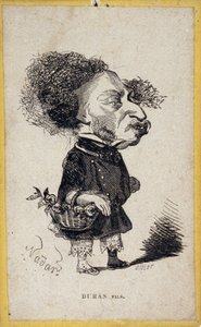 Portrait-charge by Alexandre Dumas Jr., French writer. Cartoon by Gaspard Felix Tournachon dit Felix Nadar by Nadar