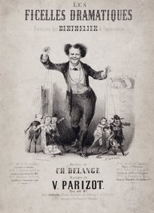 Portrait of Jean Berthelier holding the sons of puppets. Album 