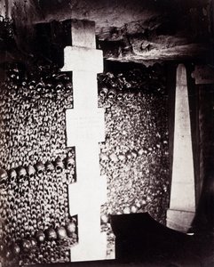 The ossuaries of the catacombs of Paris. Near the source of Lethe or Forget by Nadar
