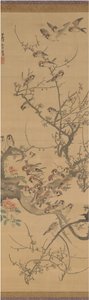 Sparrows in a Plum Tree by Nagasawa Rosetsu