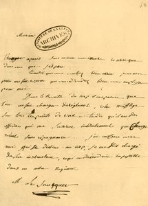 Letter from Napoleon to Le Saucquer, war clerk, 3 June 1791, 1921