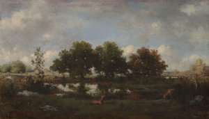 Forest Landscape with Stags by Narcisse Virgile Diaz de la Peña