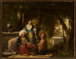 Man with a Hookah against a Forest Landscape by Narcisse Virgile Diaz de la Peña