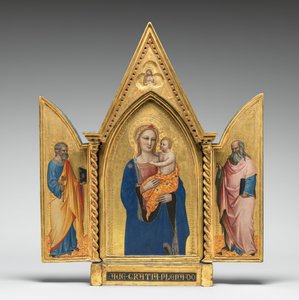 Madonna and Child, with the Man of Sorrows (middle panel) by Nardo di Cione