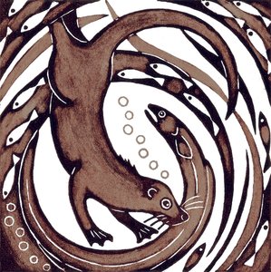 Otter with Eel, 2010 by Nat Morley