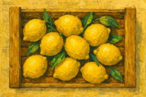 Fresh Lemons in Crate by Natalie Bruns
