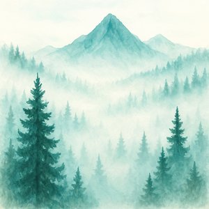 Misty Forest Mountains by Natalie Bruns