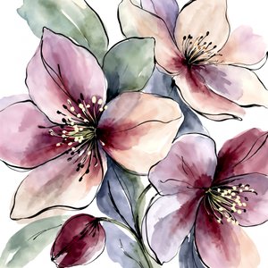 Pink Watercolor Blossoms