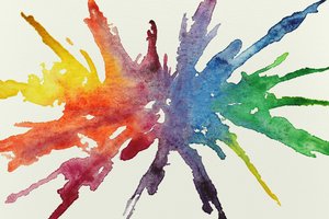 Rainbow Watercolor Splash by Natalie Bruns