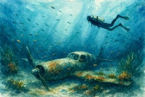 Underwater Plane Wreck by Natalie Bruns