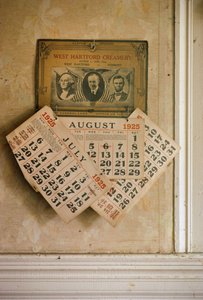 Antique Patriotic Theme Calendar for 1925 Hanging in a House in Quechee, Vermont on August 15, 1925