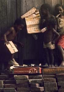 Children of destitute family in Beulah, Mississippi, a Mississippi Delta town that grew as a result of the railroad