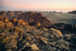 Photograph of Landscape of the Sinai Mountains, Valleys and Desert from the Peak of Jebel Musa