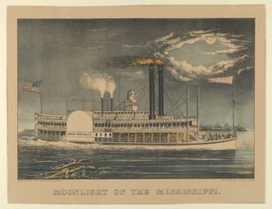 Moonlight on the Mississippi, 1872-74 by Currier and Ives