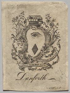 Bookplate: Coat of Arms with Danforth inscribed by Nathaniel Hurd