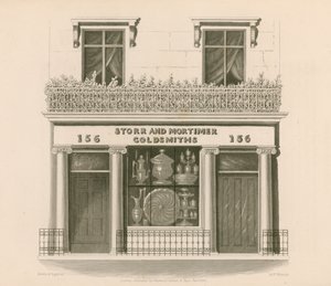 Ionic style shop front of Messrs Storr and Mortimer, goldsmiths and jewellers, No 156, Bond Street, London by Nathaniel Whittock
