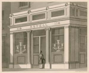 Shop front for Astell, Wine and Spirit Warehouse, Grafton Street, Tottenham Court Road by Nathaniel Whittock