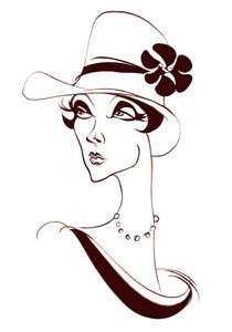 Model in pearls and a tall hat
