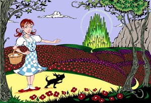 The Wonderful Wizard of Oz: Dorothy and Toto on the Yellow Brick Road on the way to the Emerald City by Neale Osborne