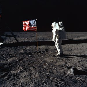 Buzz Aldrin and the U.S. Flag on the Moon by Neil Armstrong