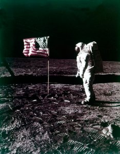 Buzz Aldrin Stands Next to the American Flag on the Surface of the Moon by Neil Armstrong