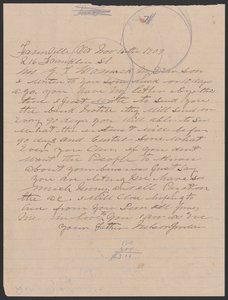 Letter from Nelson Jordan to Julia Womack with an envelope by Nelson Jordan