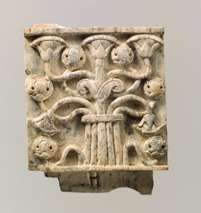 Furniture plaque carved in relief with stylized tree by Neo Assyrian