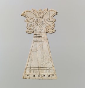 Incised Horse Frontlet Carved into the Shape of a Flowering, Volute Palmette Tree