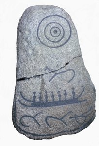 A Ship Draws on a Runic Stone, a Fresco from the Neolithic Period. National Museum of Copenhagen, Denmark by Neolithic Neolithic