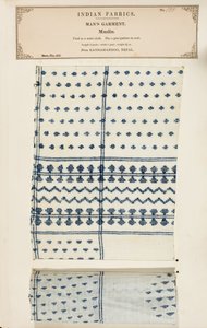 Muslin sample from Kathamandoo in Nepal, from The Collection of the Textile Manufacturers of India, by John Forbes Watson, published in 1866