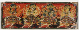 One of a pair of manuscript covers depicting Devi as the Eight Mothers by Nepalese School