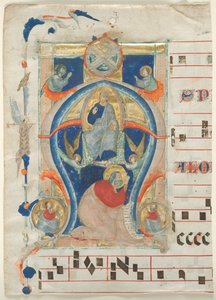 Fragment of an Antiphonary with Historiated Initial (A): Christ in Majesty