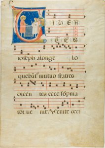 Joseph and His Brothers at the Well, Initial V from an Antiphonary by Neri da Rimini