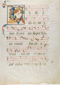Saint Kneeling Before God Enthroned in a Historiated Initial 
