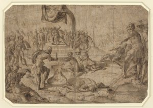 Sacrifice Scene (Gaius Mucius Scaevola?) by Netherlandish 16th Century