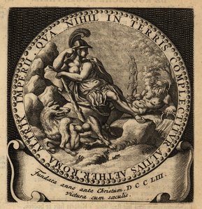 Allegorical figure of the Roman Empire, Romulus and Remus by Netherlandish School