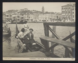 Young man on a gondola in Venice