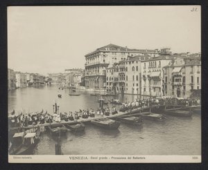 Procession Over a Pontoon Bridge on the Grand Canal in Venice During the Festa del Redentore