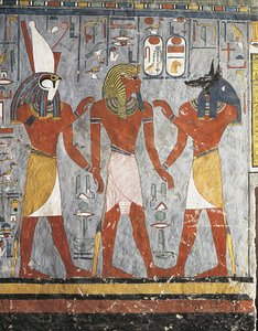 Pharaoh Between Gods Harsiesis and Anubis