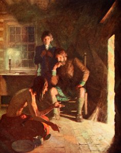The Indian Longthought meeting in an early settler home by Newell Convers (after) Wyeth