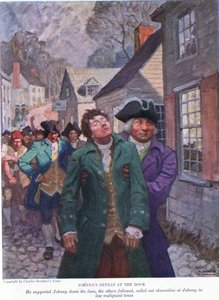Johnnys defeat at the dock: He supported Johnny down the lane. The others followed calling out obscenities in low malignant tones